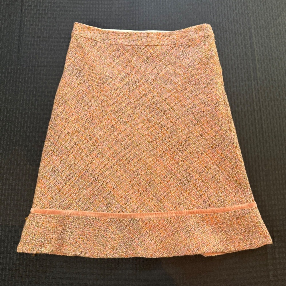 GAP Charming Tweed A-Line Skirt with Velvet Trim Peach Multi Color Women Size 6‎